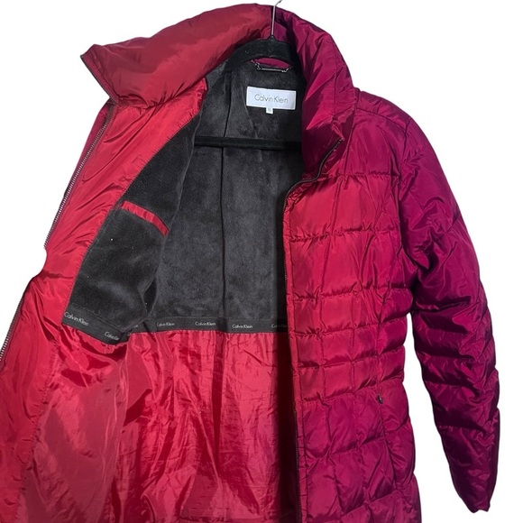 Calvin Klein Maroon Red High Neck Puffer Zip Up Coat sz XS - Picture 11 of 14